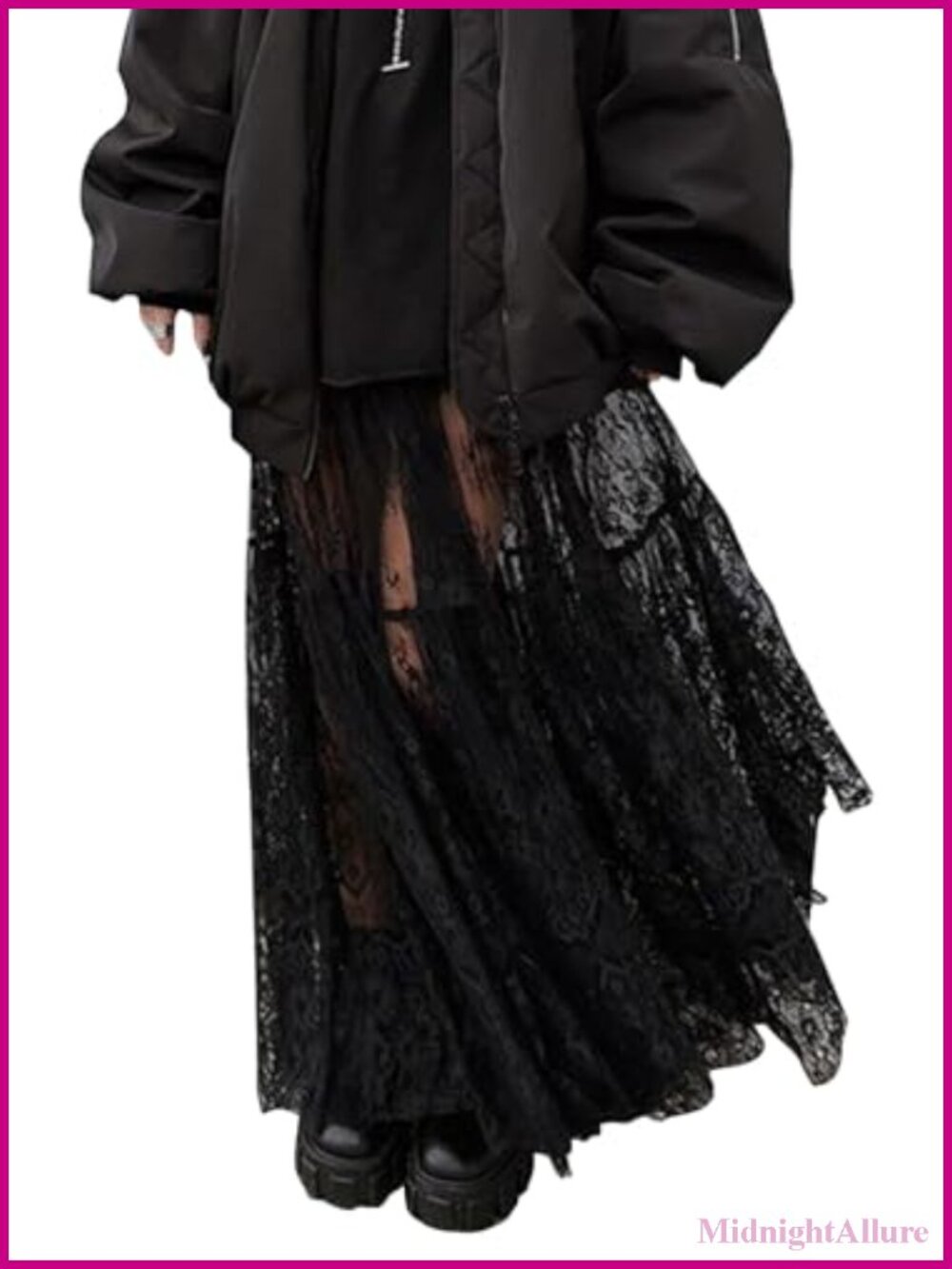 Women Sexy High Waist Solid A-line Cover Ups Beach Sheer Mesh Lace Maxi Skirt